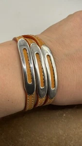 Vintage 1984 Tod’s Timeless Bracelet Leather Band Wrists Sterling Silver 925 #4 - Picture 1 of 9