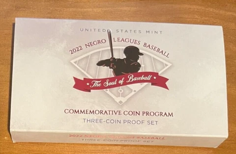 2022 NEGRO LEAGUES BASEBALL 3 COIN PROOF SET EMPTY BOX & COA - NO COINS Cover