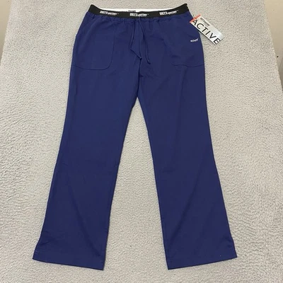 Greys Anatomy Barco Scrub Pants Womens L Indigo Active 3 Pocket Logo Stretch New - Image 1 of 4