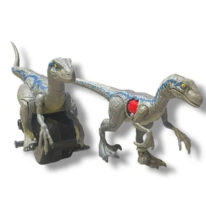 Jurassic World Raptor Lot Blue Battle Damage & Wind-Up Racer Dinosaur Figure - Picture 1 of 3