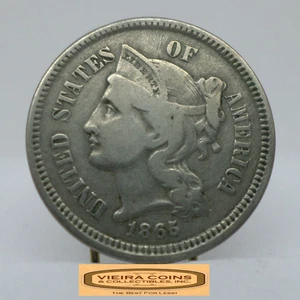 1865 Three-Cent Piece, 3 Cents Nickel - #C53773NQ - Picture 1 of 2