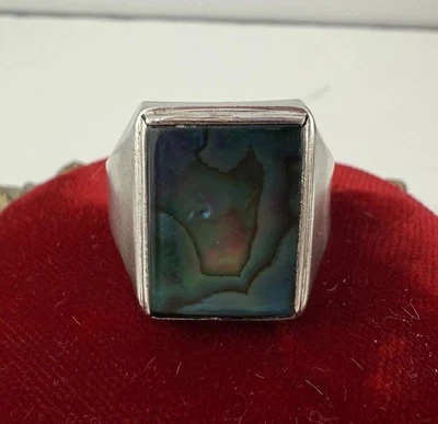 Vintage Clark & Coombs Sterling Silver Abalone Ring Sz 10.5 Modernist - Image 1 of 4