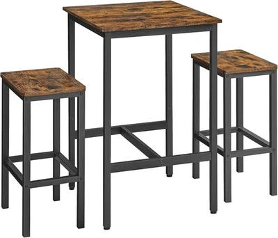 VASAGLE Bar Table and Chairs Set, Square Bar Table with 2 Bar Stools  - Image 1 of 4