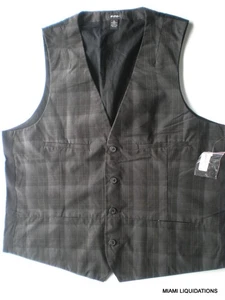 Vest plaid Alfani Men's V-Neck Casual L Black basic 16443BK436 - Picture 1 of 4