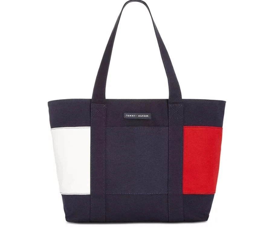 TOMMY HILFIGER TH Flag Lona XL Mujer Bolso de Mano - Azul Marino Foto 1 de 4