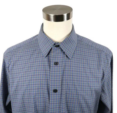 Egara Mens Non Iron Slim Fit Button Up Gray Blue Plaid Shirt Size XL - Image 1 of 4