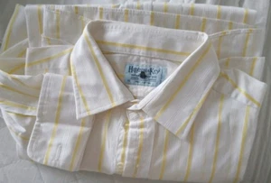 16" VINTAGE HILDITCH & KEY SHIRT WHITE/YELLOW Sateen STRIPE double cuff JermynSt - Picture 1 of 24