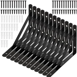 Soportes de estantería de alta resistencia de 12" x 8" con tornillos estantes metálicos soportes de pared Mo - Imagen 1 de 5