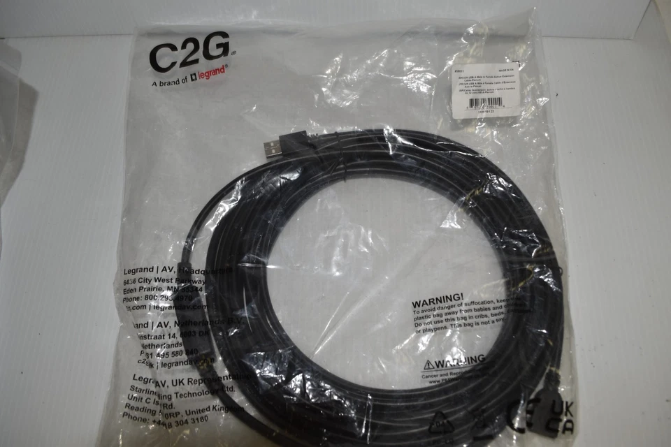 C2G 39011 9.8m USB A Stecker zu Buchse Aktiv Plenum Verlängerungskabel - Neu ( - Bild 1 von 2