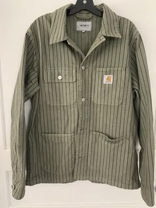 Carhartt Striped Michigan Coat Size M Olive Drab Shade Of Green - Picture 1 of 7