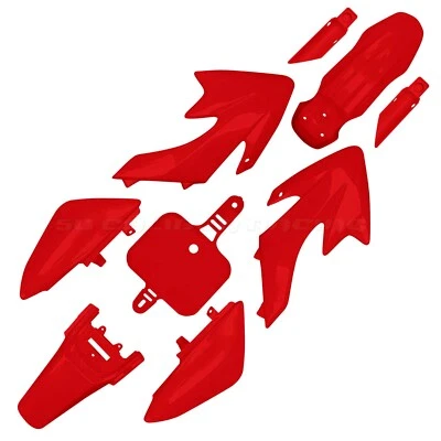 Red Plastics Kit Honda CRF50 XR50 XR CRF 50 Pit Bike Nylon 9 Piece Complete Set - Image 1 of 4