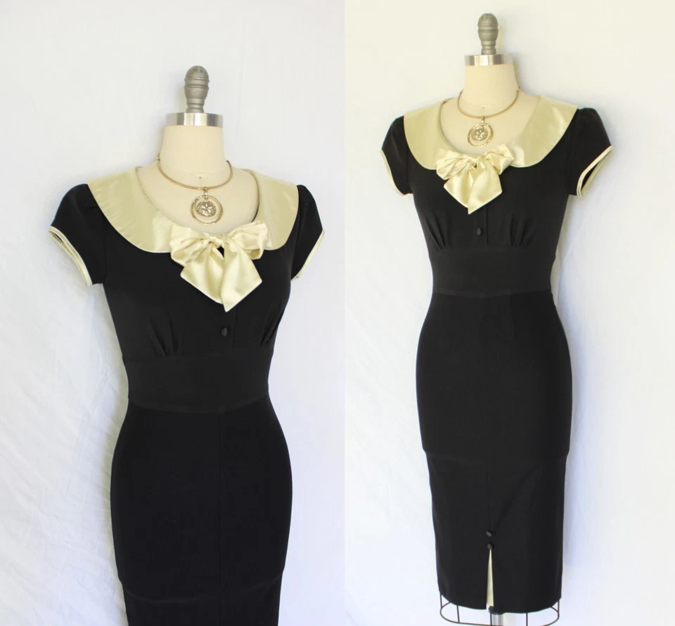 Vestido Stop Staring Alicia Estrada Pin Up Bombshell Rockabilly Retro Lápiz Negro Foto 1 de 4