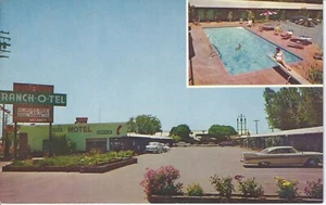 Vecchia cartolina d'epoca Ranch-O-Tel Motel, Fresno, California - Foto 1 di 2