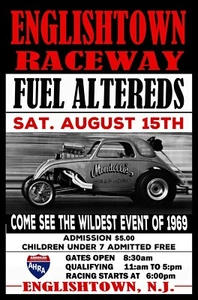 1969 Englishtown New Jersey Drag Strip Fuel Altered Drag Racing Meet Poster Kunst - Bild 1 von 2