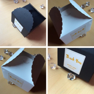 24 white or black paper box gold foil personalised stickers wedding party favour - image 1 of 4
