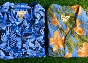 Mens Sz L Hawaiian Panama Jack Shirts Lot Of 2 Button Up Short Sleeve - Picture 1 of 10