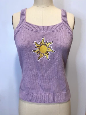 Disney Tangled Corona Sun Ribbed 女式毛衣背心 XL Boxlunch 薰衣草 — 第 1/4 张图片