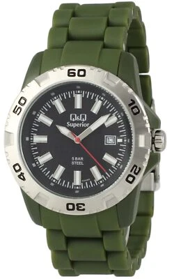 Q&Q by Citizen Superior P318J003Y Men's Watch Green Plastic Bracelet NO BOX - Image 1 of 2