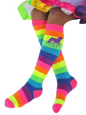 Bubblegum Divas Girls Rainbow Knee High Socks Unicorns Toddler Kids Shoe SZ 4-11 - Image 1 of 4