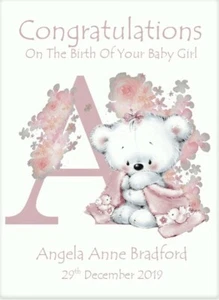Personalised New Baby A5 Card Baby Girl Birth Daughter Congratulations Love - Picture 1 of 6