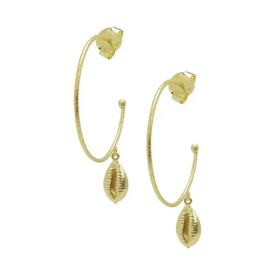 Sheila Fajl Atlantic Hoop Earrings with Shell Charm in Gold Plated - Image 1 of 4