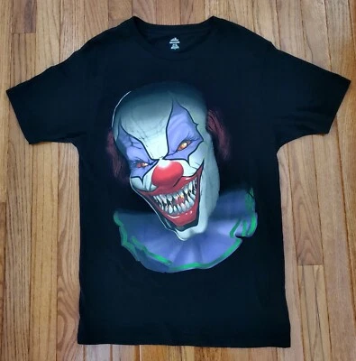 Spirit Halloween Black Scary Spooky Clown Horror Costume T-Shirt Unisex Size Sml - Image 1 of 4