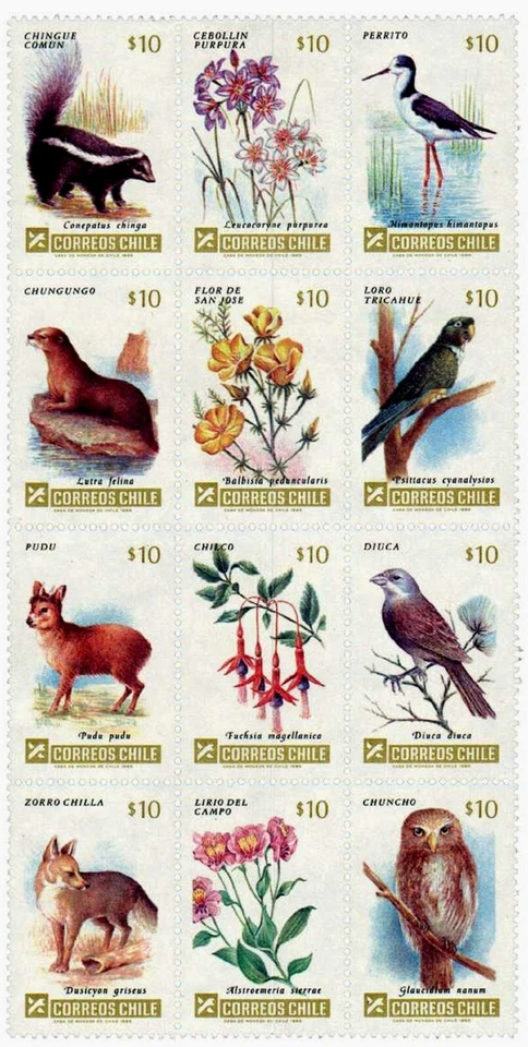 Chile 1984 #1120-1131 Flora y Fauna Chilena MNH Foto 1 de 1