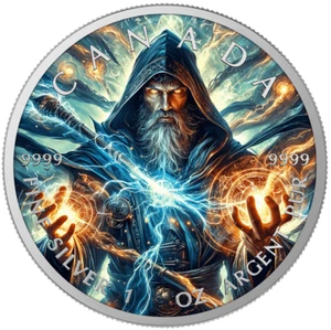 2025 Canada Maple Leaf The Wizard Colorized Silver Coin in capsule w/ COA sleeve - Picture 1 of 5