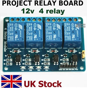 Modulo scheda relè Project 12v 4 canali Arduino Raspberry Pi - Stock UK - Foto 1 di 4