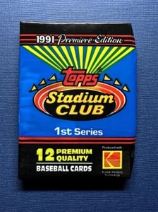 1991 TOPPS STADIUM CLUB BASEBALL UNOPENED PACK (NM) MATTINGLY SHOWING ON BACK * - Picture 1 of 3