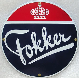 Fokker Crown Aero Airplane Porcelain Metal Sign - Picture 1 of 1