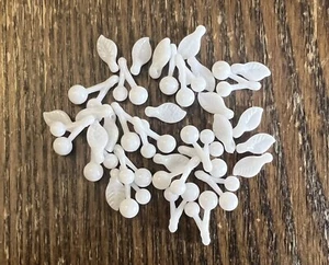 Vintage White Double Cherry & Leaf Lucite Fruit Salad Charms Charm Lot - Picture 1 of 3