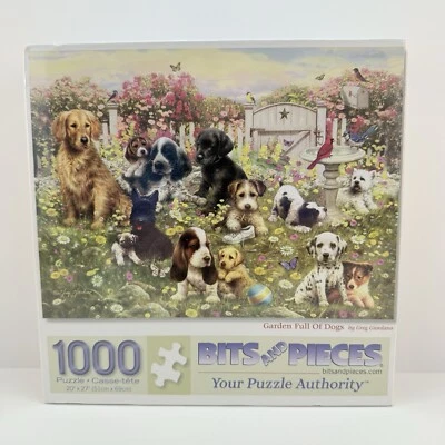 Bits & Pieces-1000 Piece-Garden Full of Dogs-Greg Giordano-NEW! SEALED!Puppies - Image 1 of 4