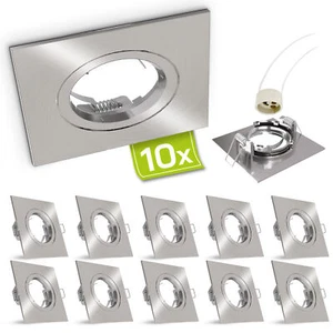 10x Einbaustrahler Einbau Rahmen Set eckig gebürstet eckig starr LED Halogen - Bild 1 von 7