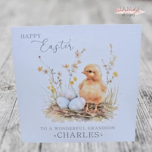 Personalised Happy Easter Card for Son Grandson Daughter Granddaughter Boy Girl - Picture 1 of 8