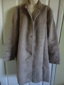 GR. XL Eileen Fisher ALMND drapischer Suri Alpaka Kerbe langer Mantel neu mit Etikett - Bild 1 von 4