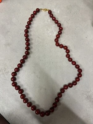 Jw1 Joan Rivers Vintage Beaded Necklace Red & Black Mottled Glass G30 - Изображение 1 из 4