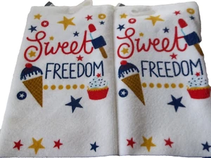 2 toallas de microfibra impresas iguales (15"x25") SWEET FREEDOM 4 de julio patrióticas - Imagen 1 de 3