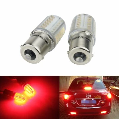2x Ampoules 1156 BA15s P21W LED 8W COB Rouge Clignotant Feux de Recul Stop 12V - Photo 1/4