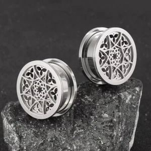 Oreja Plugs Túnel Plata Patrón Ohrtunnel Ohrplug Flesh Tunnel Plug - Imagen 1 de 4