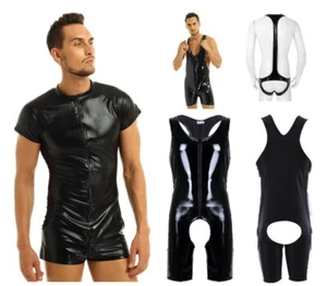 Herren Einteiler Leder Mankini Jockstrap Bikini Tanga Body Unterwäsche Bademode - Bild 1 von 21