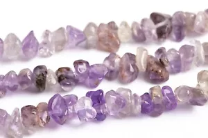 4-10MM Amethyst Cacoxenite Inclusions Quartz Pebble Chips AAA Natural Bead 15.5" - Picture 1 of 4