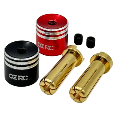 OZRC 5mm Bullet 90° Battery Connector w/ Alloy Heatsink Caps (2pc) - Image 1 of 4