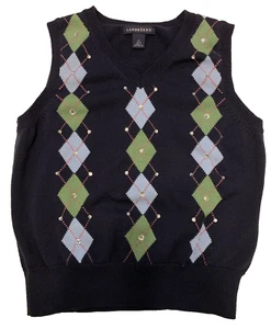 Lands' End Boys Medium 10/12 Sweater Vest Navy Blue V Neck Preppy Knit Pullover - Picture 1 of 4