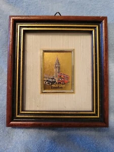 BEAUTIFUL FRAMED MINI CHURCH BUS 23 KT GOLD LEAF REPRODUCTION LAMBERT OF LONDON - Picture 1 of 4