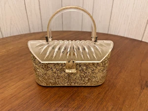 Gilli Originals Lucite Purse - 1950's - Glitter Confetti Gold - RARE - Picture 1 of 14