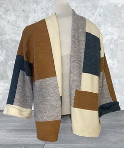 Pink Lily Women’s Sweater Cardigan Color Block Sz Med Boho Western Fall S’mores - Picture 1 of 7