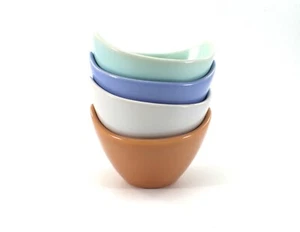 Pottery SAUCE BOWLS Set of 4 Small Colors Brown Blue Green Gray USA - Picture 1 of 15