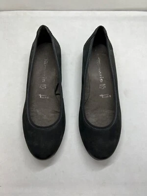 Zapatos sin cordones Tamaris Touch It para mujer de cuero negro nobuck talla 7,5 de EE. UU. Foto 1 de 4