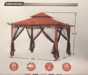 Replacement Mesh Mosquito Netting Screen Walls 10x10 Patio Gazebo Rust Red NEW - Picture 1 of 13